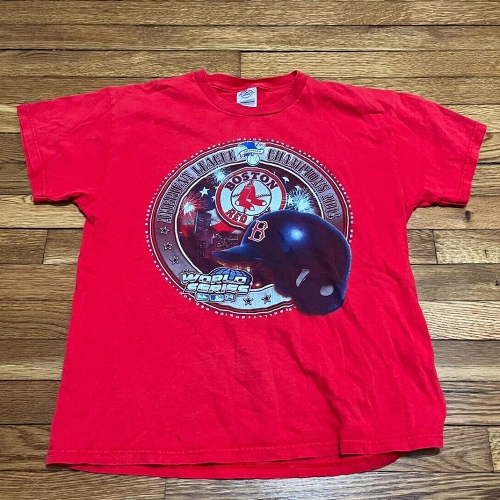 Boston Red Sox 2004 AL Champs World Series T-Shirt Boys Youth XL Red Graphic